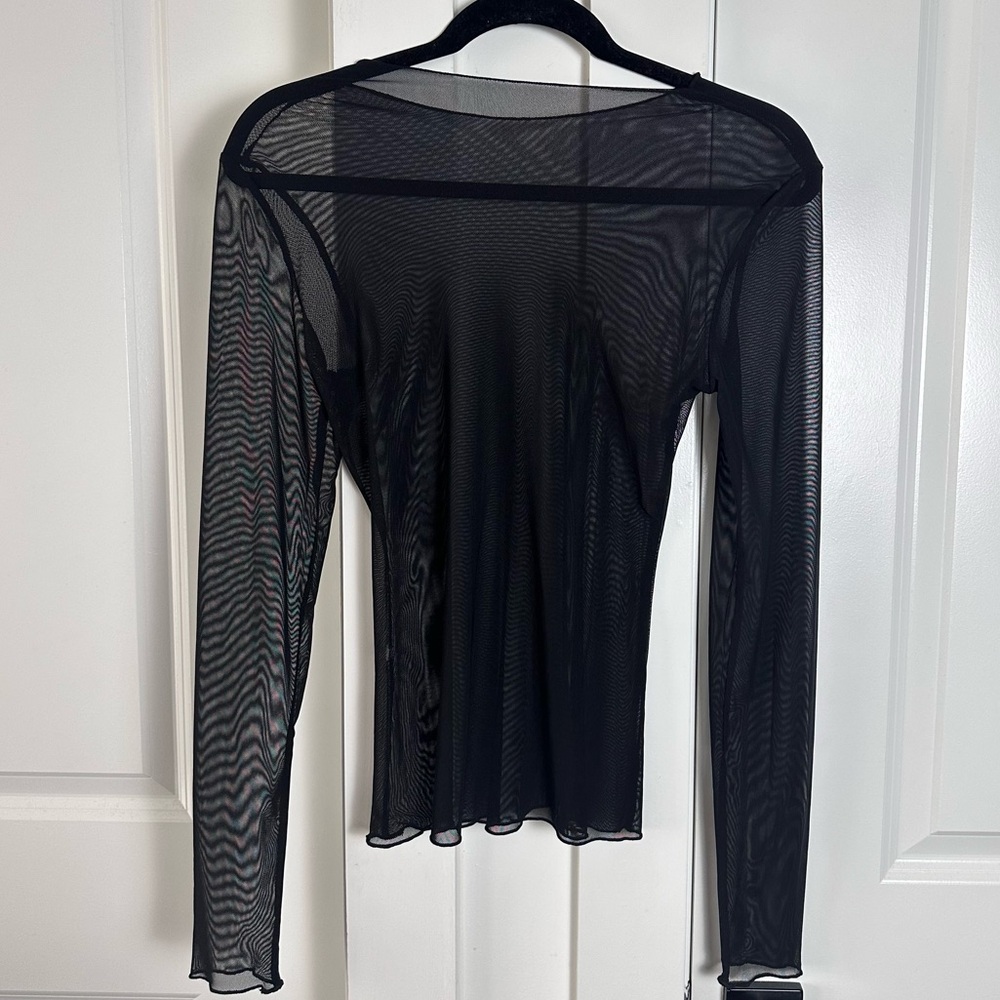 Medium Sheer Mesh Black Longsleeve Layering Top